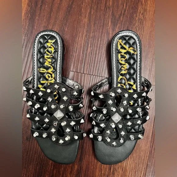 Sam Edelman Beatrice Black Studded Slide Sandals size 8.5 - Picture 2 of 9